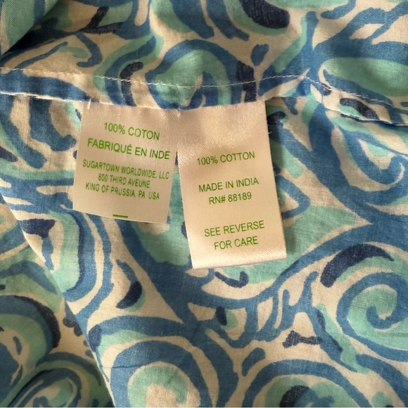 Lily Pulitzer Cruiser Blue Chasing Tail Button Up. Size 2 - Picture 13 of 16